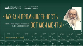 Президентская библиотека приглашает на видеолекцию, посвящённую Дмитрию Менделееву